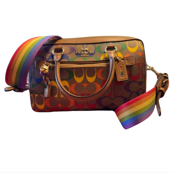 Coach Handbags - Coach Rowan Rainbow Signature Satchel with removable Crossbody Strap